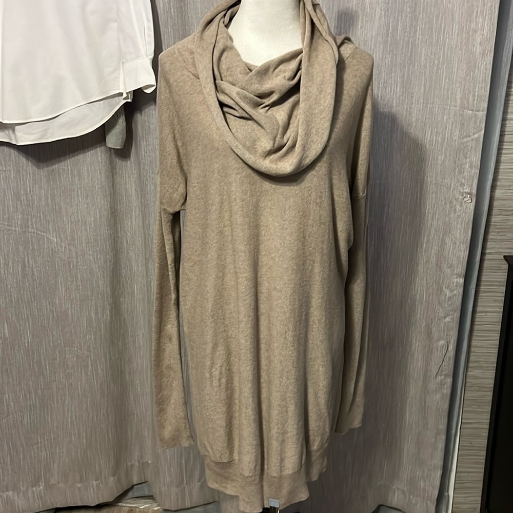Sweater dress with draped neck